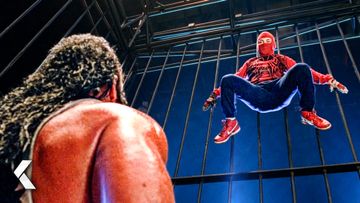 Image of Peter Fights Bonesaw in a Cage Match Scene - Spider-Man (2002)