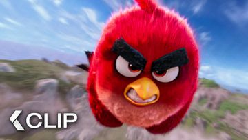 Image of Angry Birds in a Slingshot Scene - The Angry Birds Movie (2016)