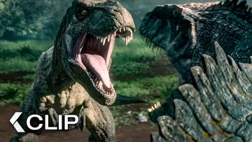 Image of T-Rex vs. Giganotosaurus Fight Scene - JURASSIC WORLD: CHAOS THEORY Season 4 Clip
