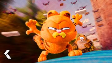 Image of Jinx vs. Garfield Train Fight Scene - The Garfield Movie (2024)