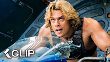Image of He-Man Starts Counter Attack On His Sky-Sled Scene - MASTERS OF THE UNIVERSE