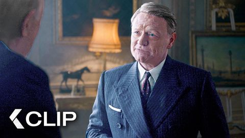 Image of King George Embraces Churchill as Prime Minister - THE CROWN Clip | Claire Foy