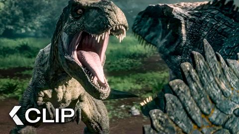 Image of T-Rex vs. Giganotosaurus Fight Scene - JURASSIC WORLD: CHAOS THEORY Season 4 Clip