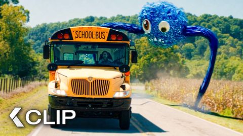 Image of Blue Monster Drawing Attacks School Bus - SKETCH Clip